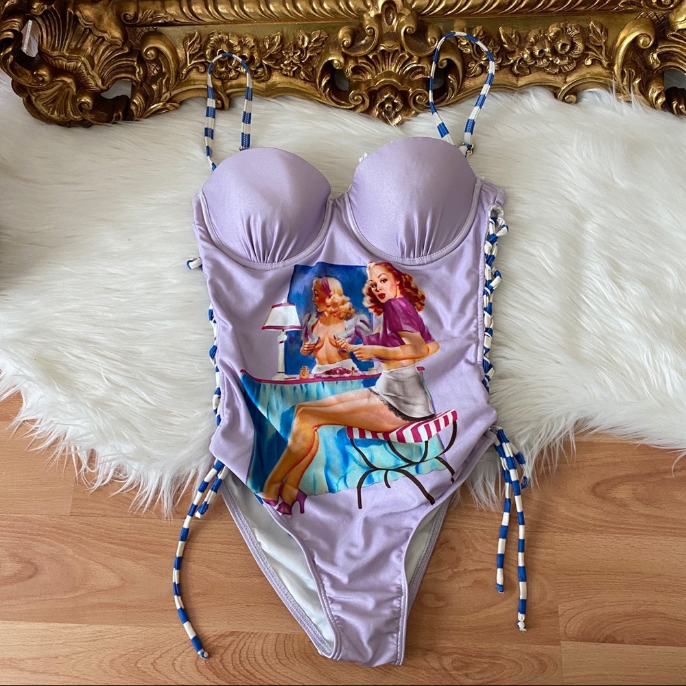 Lisa Blue Pin Up Bathing Suit
